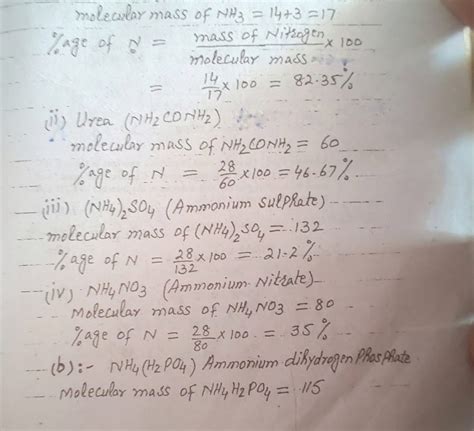 [Solved] calculate the percentage of nitrogen in four important ...