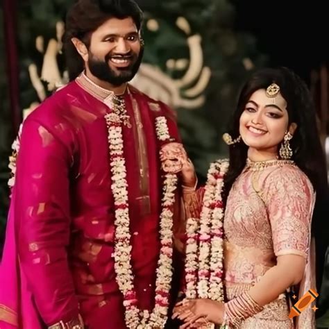Vijay devarakonda and rashmika mandana in traditional outfits at their engagement ceremony on ...