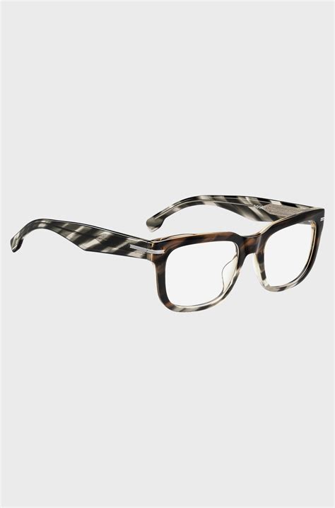 BOSS - Patterned-acetate optical frames with temple logo - Patterned