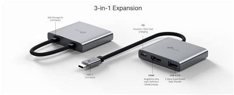 Amazon.in: Buy TP-Link UH3020C USB Type-C 3 in 1 Hub, USB 3.0, 5Gbps ...
