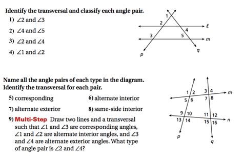 Parallel Lines Cut by a Transversal 7th Grade 的图像结果