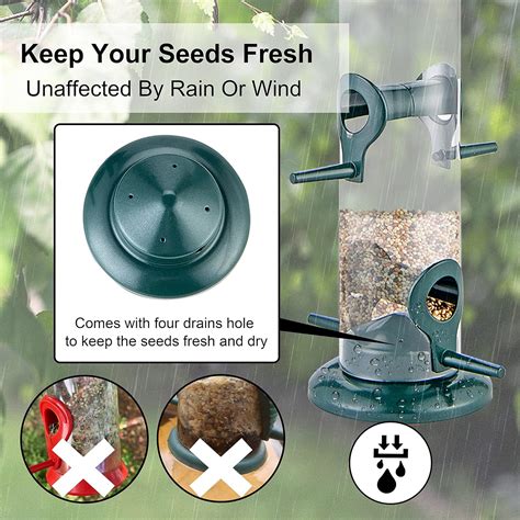 iBorn Metal Bird Feeders 6 Ports Hanging Wild Bird Seed Feeder for Mix ...