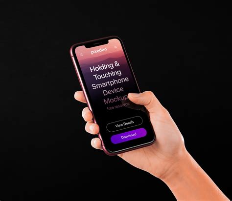 Perspective View of iPhone Mockup in Hand Free Download | Resource Boy