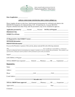 Fillable Online nhand CEApprovalApp.doc - nhand Fax Email Print - pdfFiller