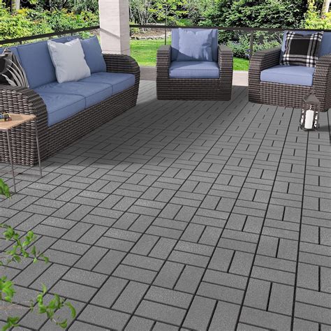 27 Pack Waterproof Plastic Interlocking Deck Tiles, 12"x12" Plastic ...
