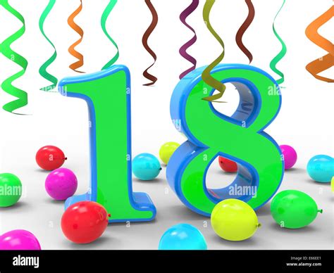 Number Eighteen Party Meaning Colourful Teen Celebration Or Event Stock ...