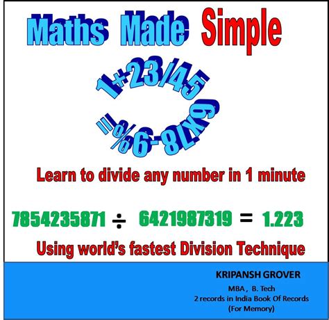 Learn to Divide any number in 1 minute (Maths Made Simple) eBook ...