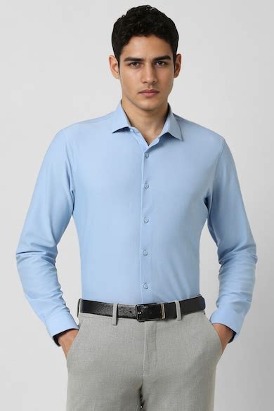 Buy Men Light Blue Slim Fit Solid Full Sleeves Formal Shirt Online ...
