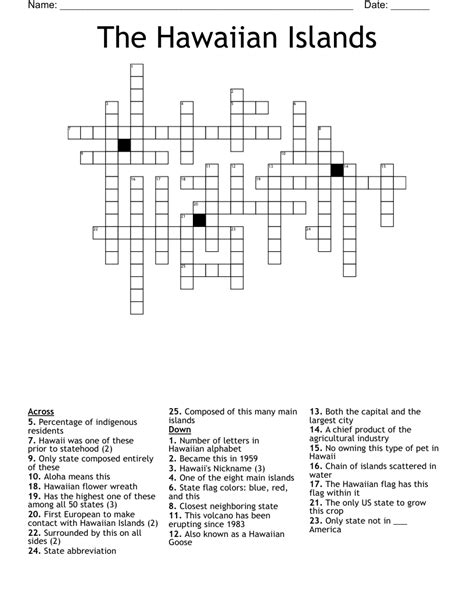 The Hawaiian Islands Crossword - WordMint