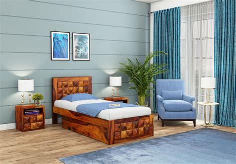 Single Bed: Buy Morgana Single Bed With Storage (Honey Finish) Online ...