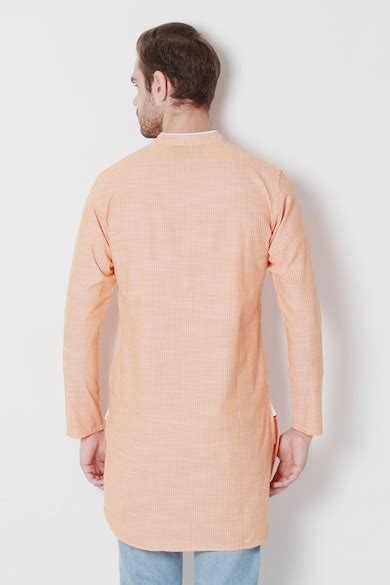 Buy Men Orange Stripe Ethnic Kurta Online - 185429 | Peter England