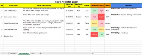 What is an Issue Log? Download Issue Log Template Excel – ITSM Docs ...