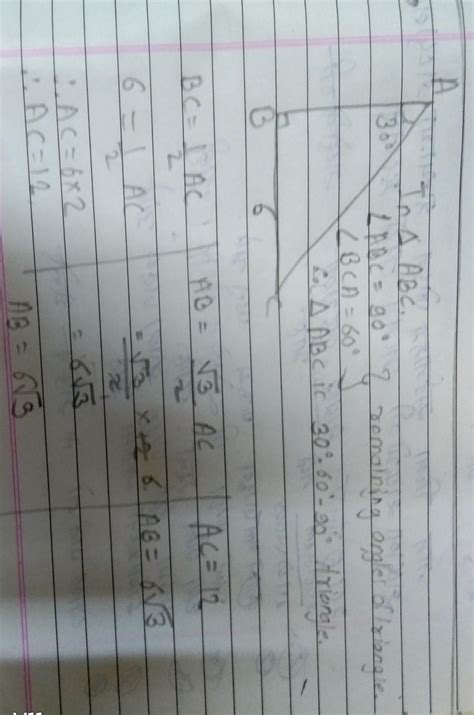 21. In the adjoining figure, AABC is right-angled at Band ZA = 30°. If ...