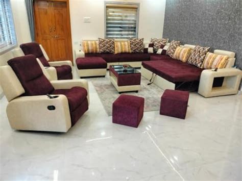 Taxzek Living Room 14-15 Seater Dark Maroon Elegant Sofa and Sofa Cum ...