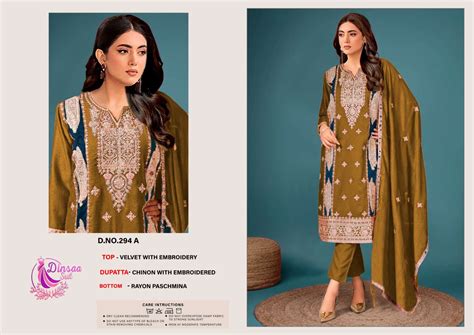 DINSAA SUIT DESIGN NO-294 A-B-C-D HIT DESIGN VELVET PAKISTANI SUIT ...