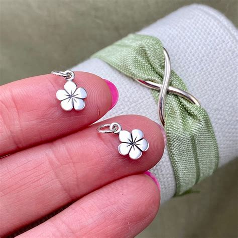Set of 2 X 925 Sterling Silver Tiny Flower Charms -floral Drops for ...