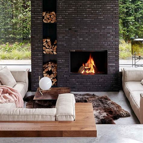 Sunken Living Room Design With Fireplaces