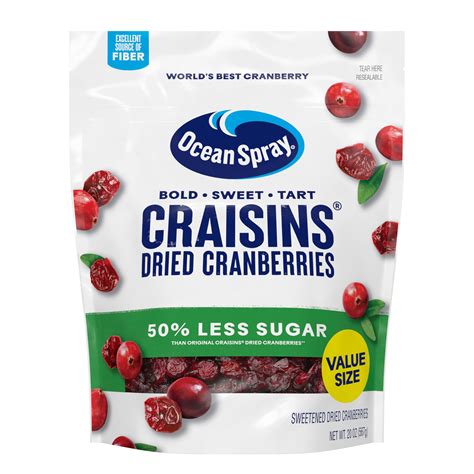 Ocean Spray Craisins Dried IRF13 Cranberries, Reduced Sugar, 20 Ounce ...