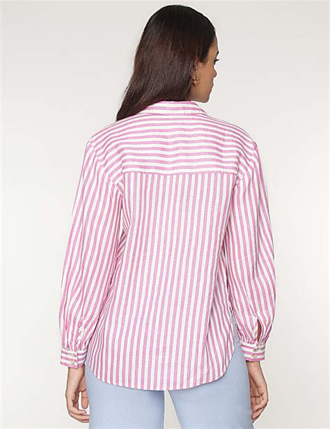 Buy Pure Linen Spread Collar Striped Shirt at Marks & Spencer