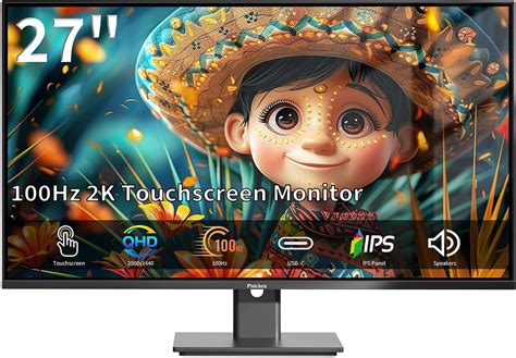 Pisichen Touchscreen Monitor 27 Inch 2K 100Hz Gaming Monitor, QHD 2560x1440 IPS PC Monitor, 10 ...