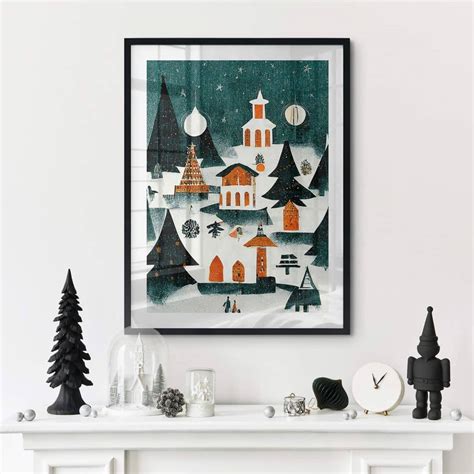 Poster Christmas - Winter Landscape at Night - Treechild | wall-art.com