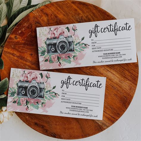 Floral Gift Certificate Template, Photographer Gift Card Tem - Inspire ...