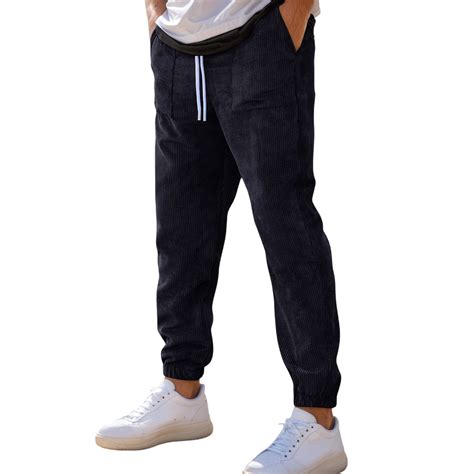 Mens Golf Pants Retro Tapered Leg Lace Up Sports Style Mens Baggy Jeans ...