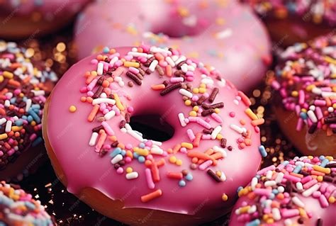 Premium AI Image | Pink donuts with sprinkles