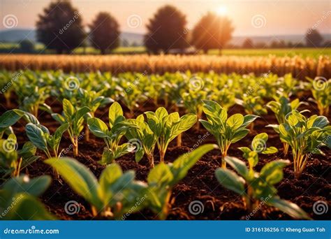 Modern Industrialized Agriculture Using Technology, Agritech Farming of Crops Stock Illustration ...
