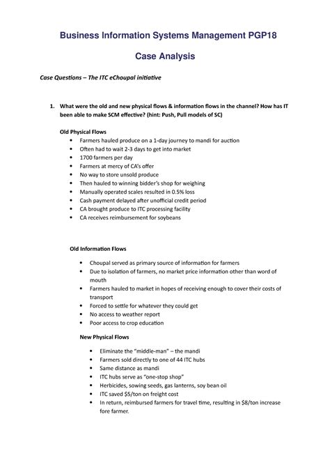 E Choupal Case Questions 1 - Case Analysis Case Quesions – The ITC ...
