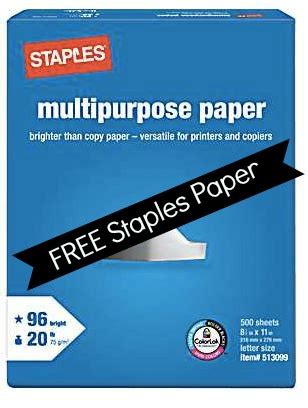 FREE Staples Paper After Easy Rebate + Staples Printable Coupons ...