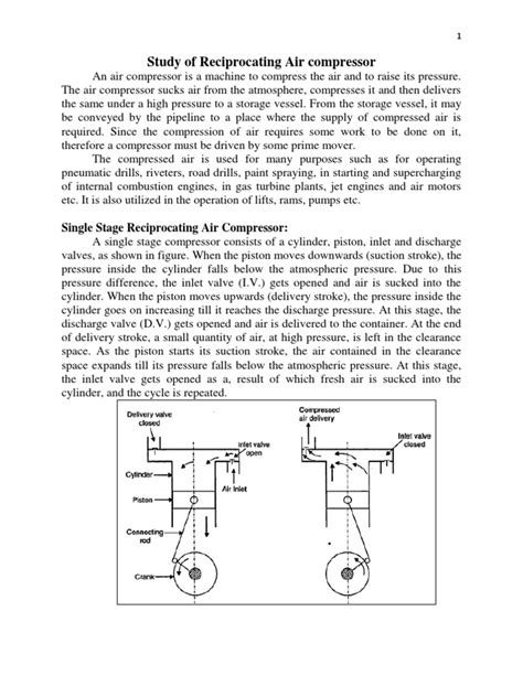 Study of Reciprocating Air Compressor | PDF | Gas Compressor | Cylinder (Engine)