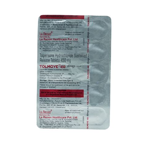 Tolmove-450mg Sr Tablet | Uses, Side Effects, Price | Apollo Pharmacy