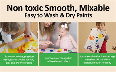 Levin 6 Pcs 30ML Finger Paint, non toxic Smooth, Mixable, Easy to Wash ...