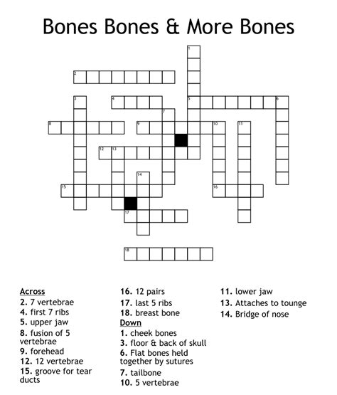 Bones Bones & More Bones Crossword - WordMint