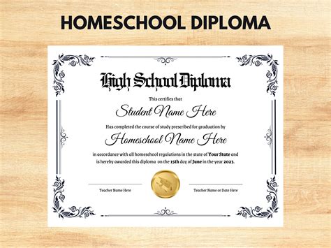 Editable Homeschool Diploma Template Homeschool Diploma High School ...