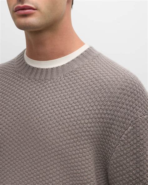 FRAME Men's Textured Wool-Cashmere Sweater | Neiman Marcus