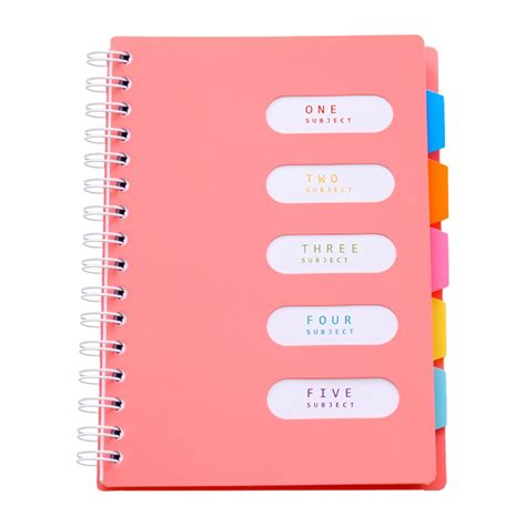 MOQIN 5 Subject Notebook 8.4 x 6.6 Large Spiral Notebook with Dividers ...