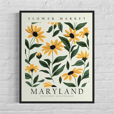 Maryland State Flower, Maryland Flower Market Art Print, Black Eyed ...