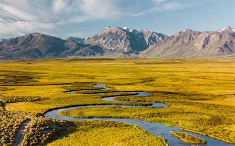 Download wallpaper 1920x1200 river, mountains, aerial view, winding ...