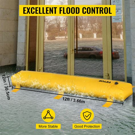 VEVOR Flood Barrier, 12 ft Length x 12 in Height Sandbag Alternative ...