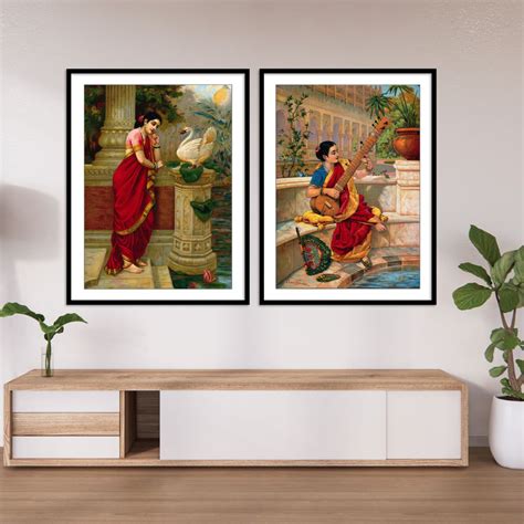 Damyanti & Kadambari by Ravi Varma - Set of 2 Wall Art – The Atrang