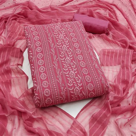 Stunning Rani Pink Floral Embroidery With Sparkling Sequins Work Georg