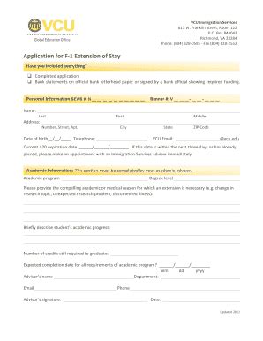 Fillable Online global vcu Application for F-1 Extension of Stay - VCU ...