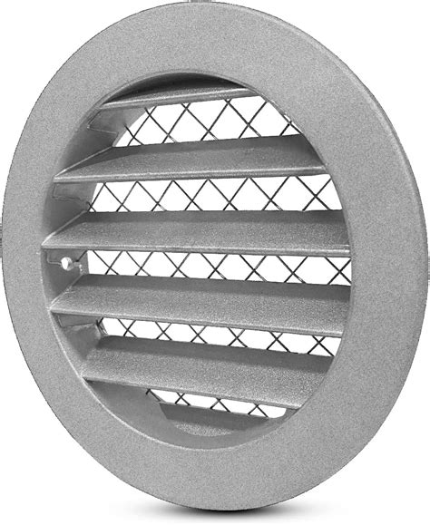 Buy FRESH SPEED 4 inch Grey Round Metal Dryer Vent Cover Flat Louver ...
