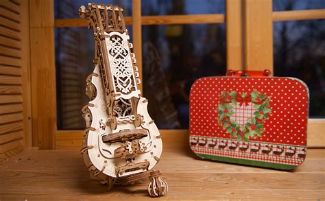 UGears Wooden Hurdy-Gurdy Musical Instrument (DIY Puzzle Kit) Play Real ...