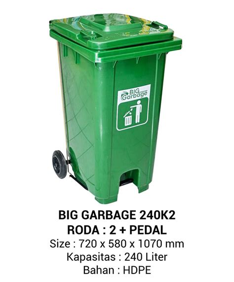 TEMPAT SAMPAH BESAR PLASTIK 240 LITER NAPOLLY TIPE 240 K + RODA + PEDAL