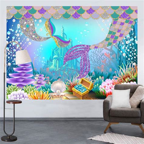 Lofaris Under The Sea Mermaid Scales Tails Backdrop 7x5ft Coral Shell ...