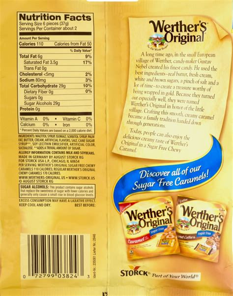 Werther Original Sugar Free Chewy Caramels Nutrition at Joseph Florence ...