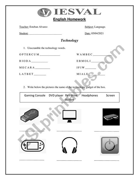 Technology Worksheet 的图像结果